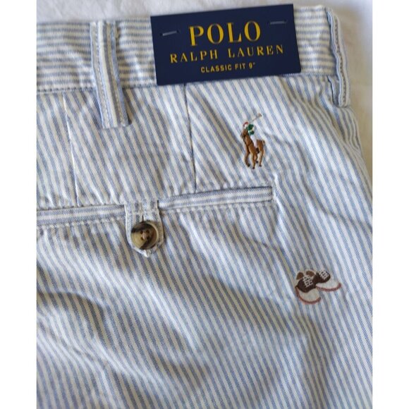 POLO RALPH LAUREN, Cotton shorts, with white and blue stripes, for men, size 36. - Picture 6 of 12